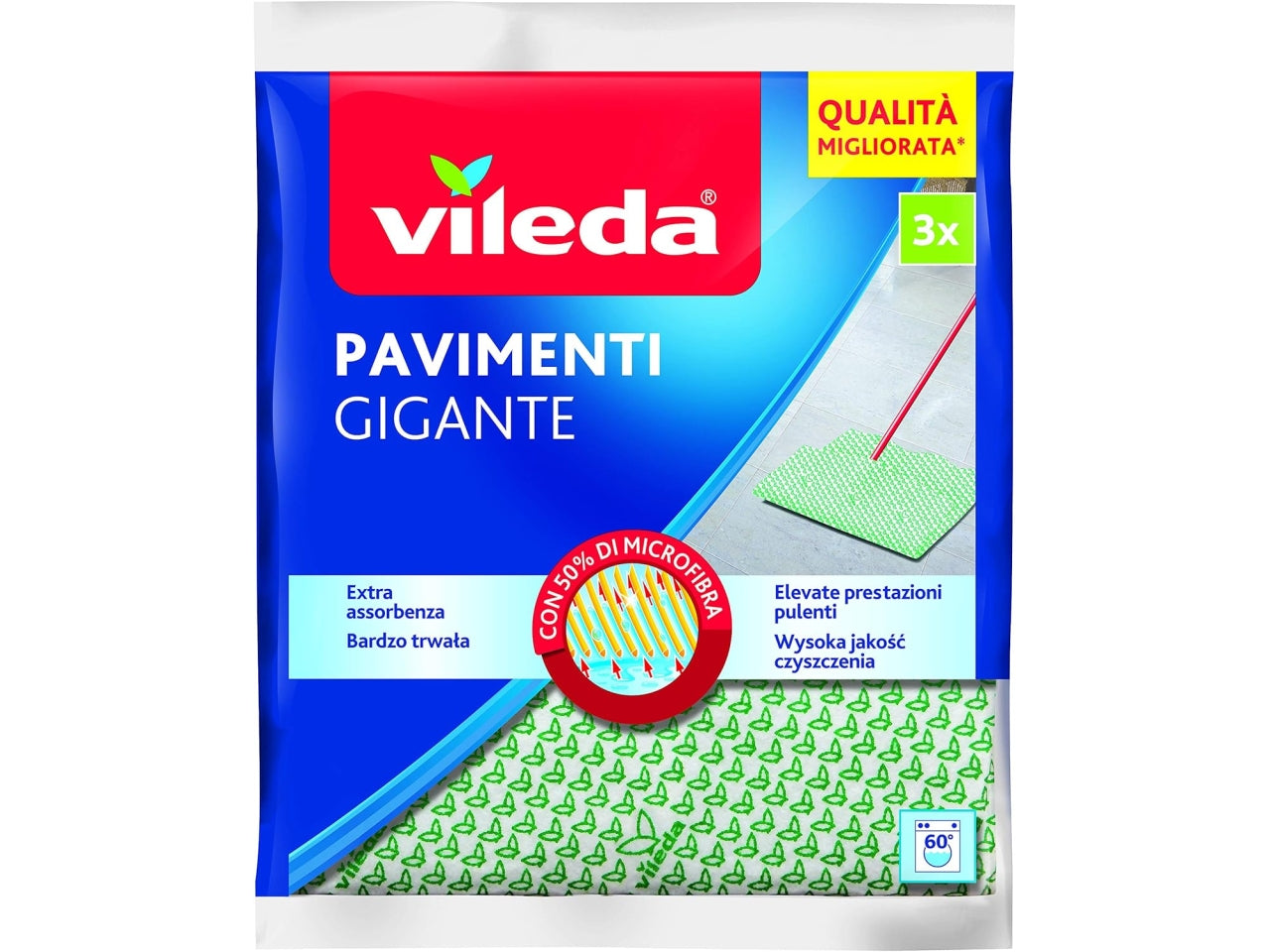 Vileda pavimenti gigante 3 pezzi 10065.143y