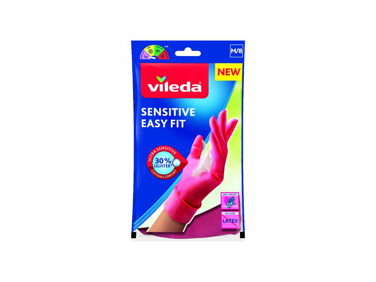 Vileda guanti sensitive easy fit m 168412