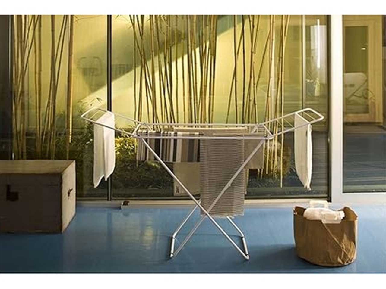 Stendibiancheria Jolly Da Pavimento, Stendino Con Piedi Antiscivolo, Spazio Stenditura 18 mt, Metallo, Per Interni, Acciaio 180 x 55 x 93 cm, 2.55 Kg - Gimi