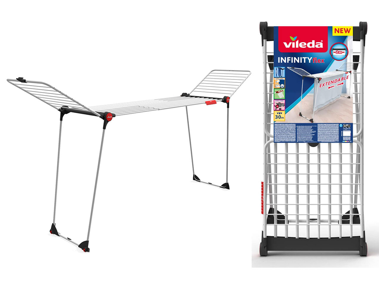 Vileda stendibiancheria infinity flex, Colore: bianco / antracite | Gimi