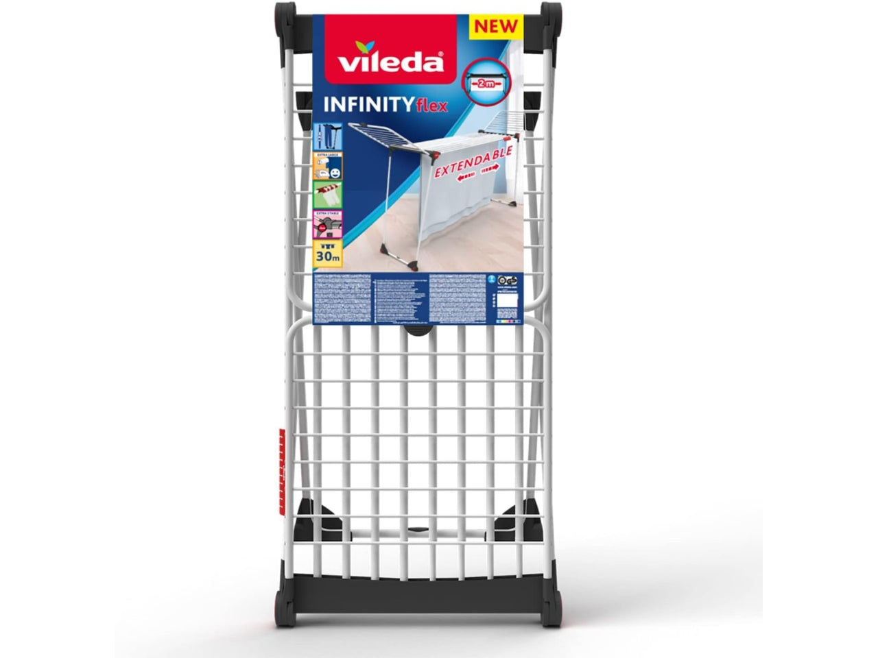 Vileda stendibiancheria infinity flex, Colore: bianco / antracite | Gimi