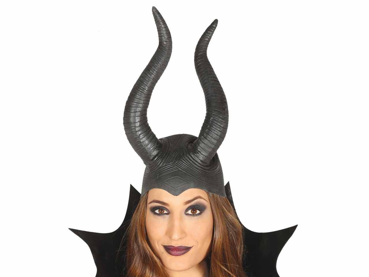 Copricapo nero diadema malefica diavolessa in lattice