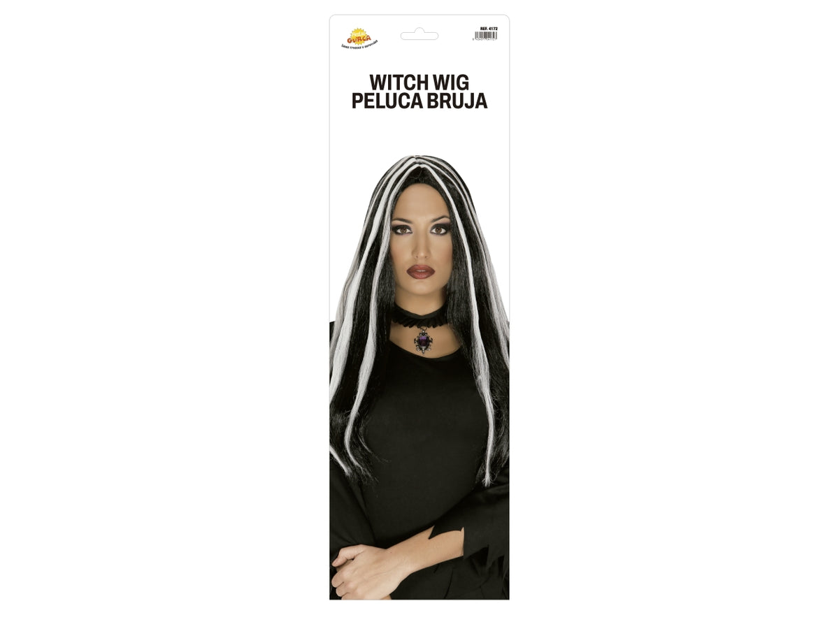 Parrucca nera con meches bianche