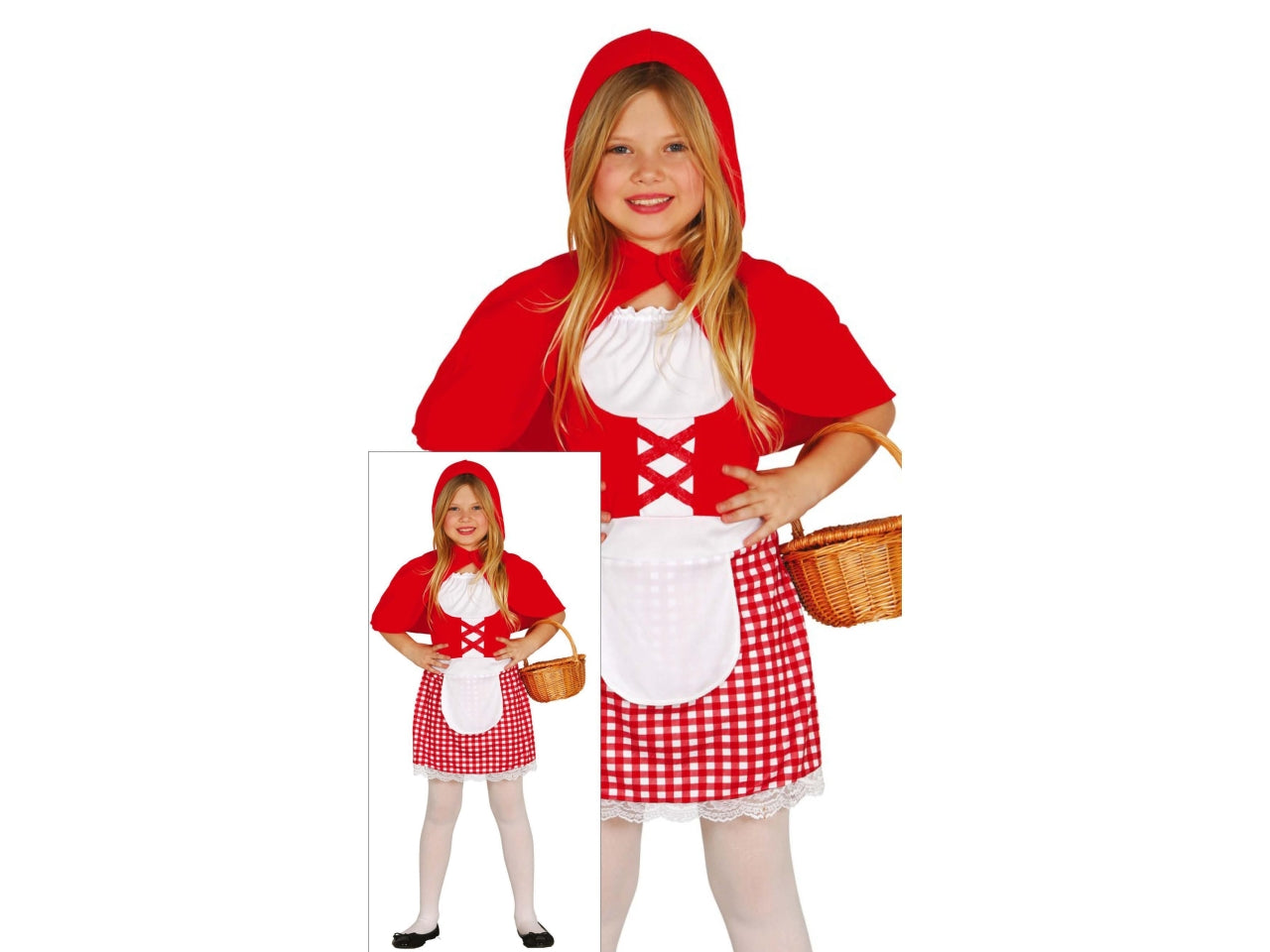 Costume ragazzina con cappuccio rosso 7-9 anni