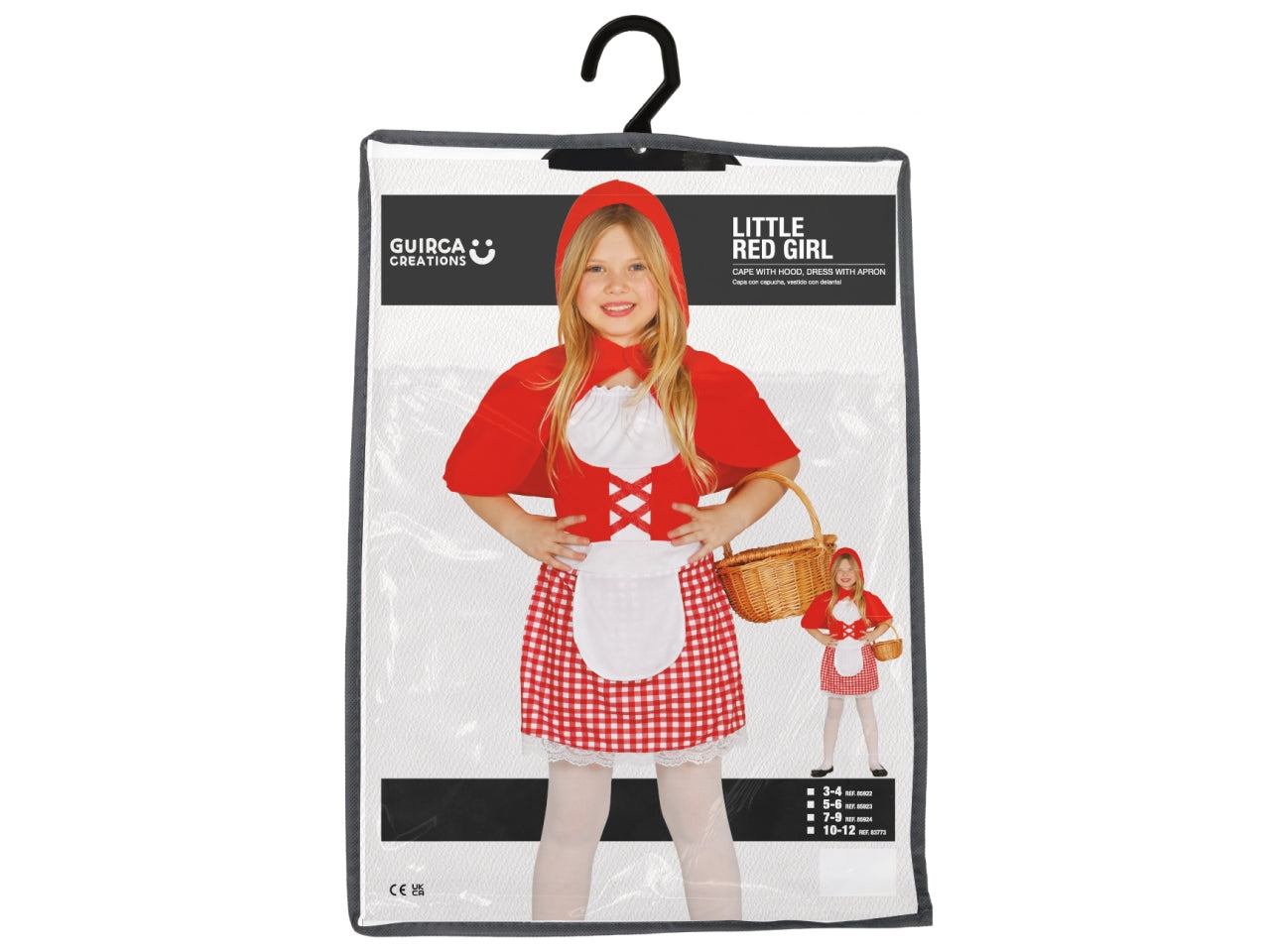 Costume ragazzina con cappuccio rosso 7-9 anni