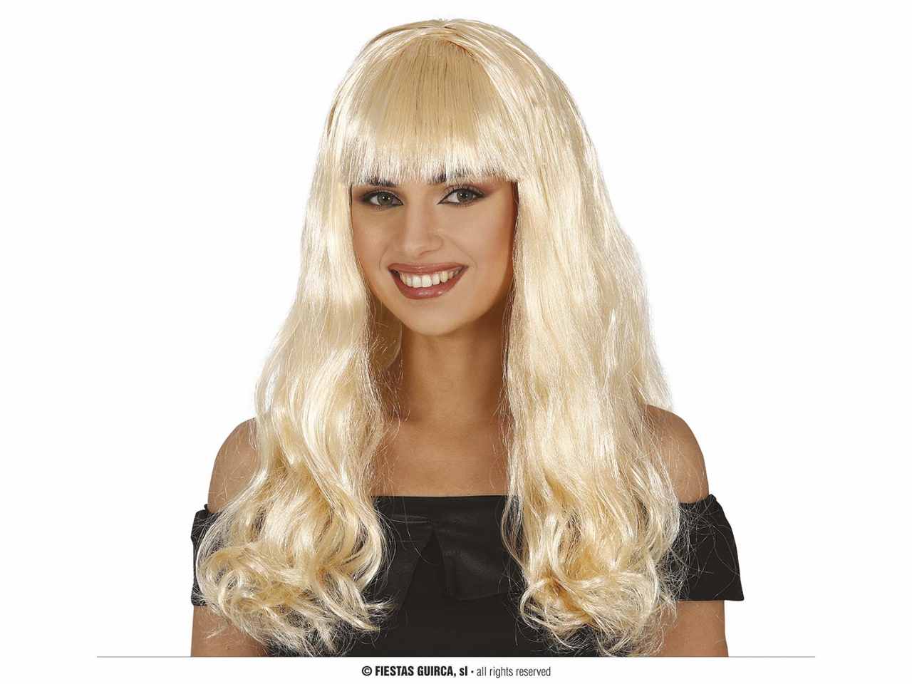 Parrucca lunga folta con frangia bionda