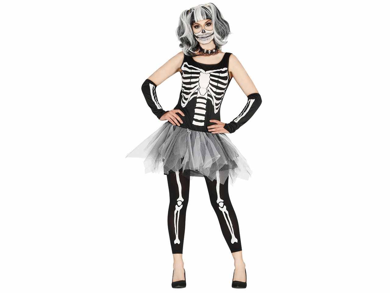 Costume da scheletro tutù donna con leggins esclusi taglia s