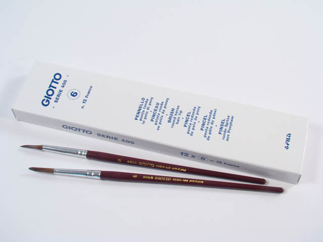 Pennelli per dipingere Giotto punta tonda in pelo di pony n6 colore manico bordeaux