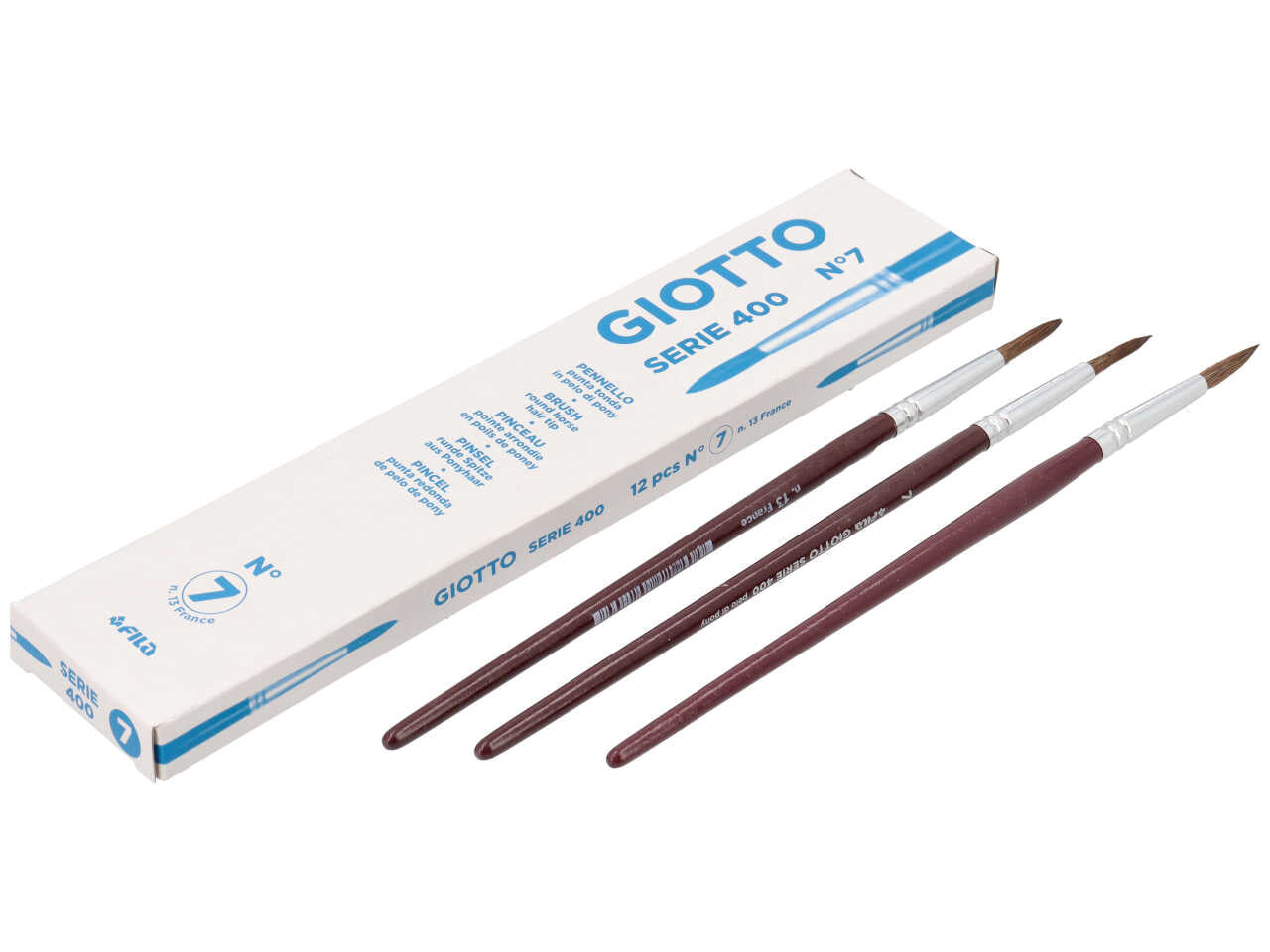 Pennelli per dipingere Giotto punta tonda in pelo di pony n7 colore manico bordeaux
