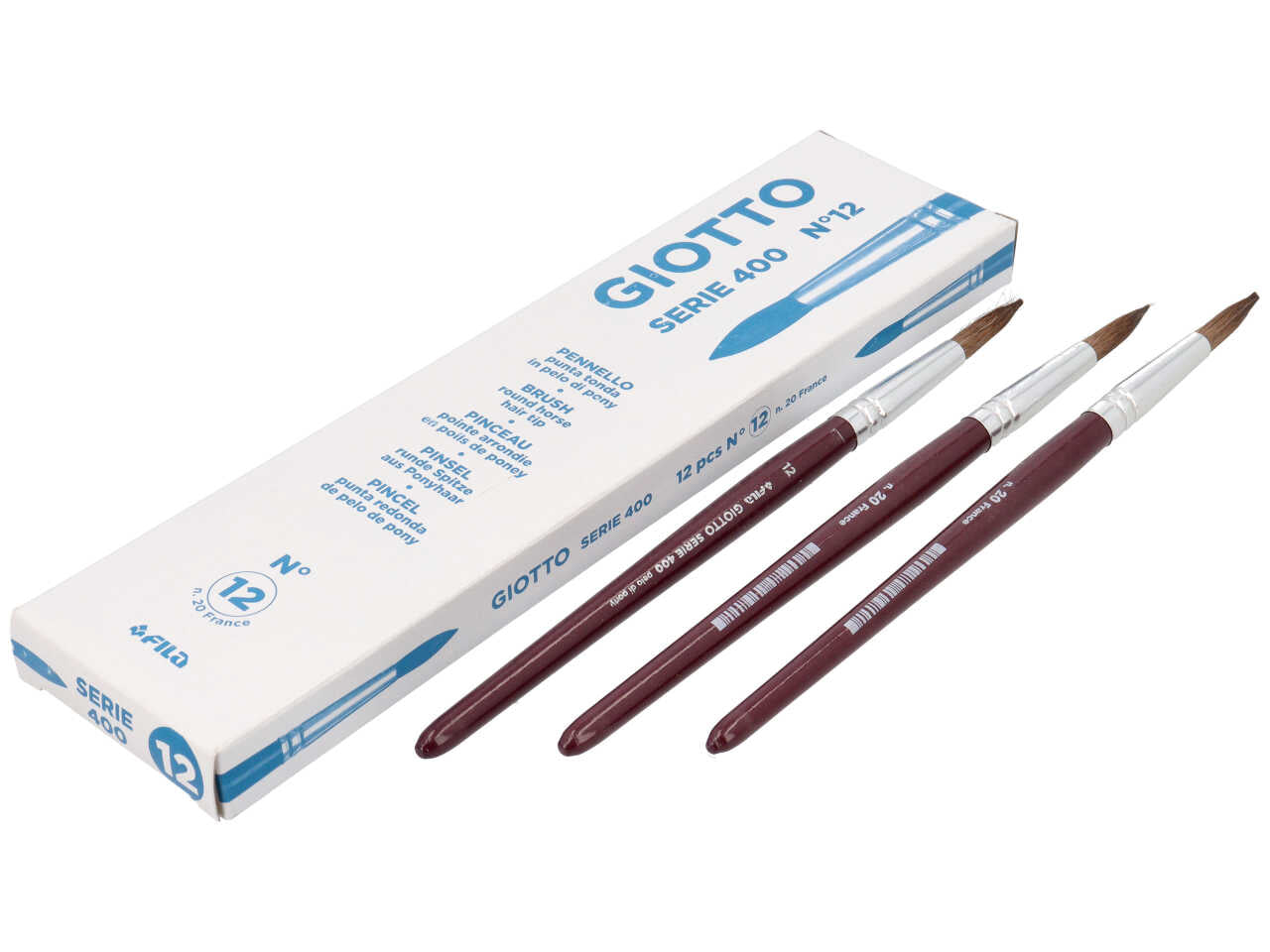 Pennelli Giotto punta tonda in pelo di pony n12 colore manico bordeaux