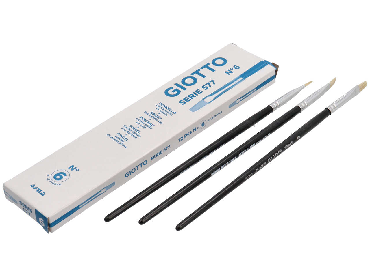 Pennelli Giotto punta piatta in setola n6 colore manico nero