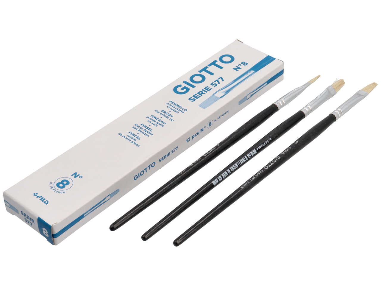 Pennelli per dipingere Giotto punta piatta in setola n8 colore manico nero