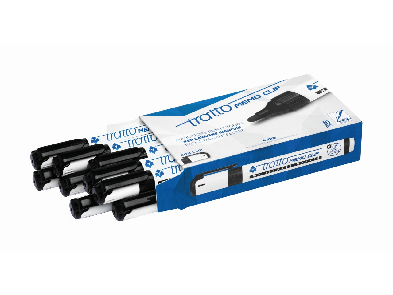 Pennarelli da lavagna bianca Tratto memo clip nero punta tonda 4 mm - Fila