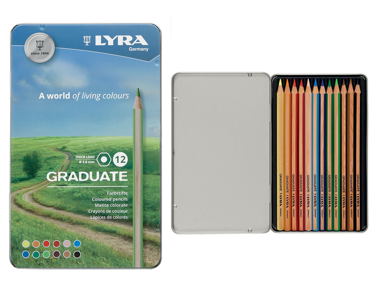 Pastelli lyra graduate misura mina da 3,8mm la confezione comprende 12 pastelli
