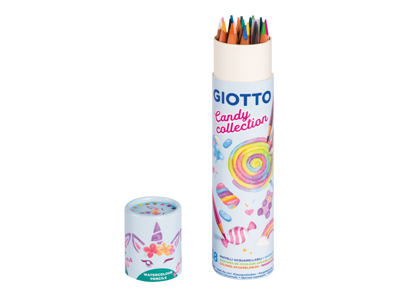Giotto pastelli acquerellabili Candy Collection la confezione contiene 18 pastelli e 1 pennello
