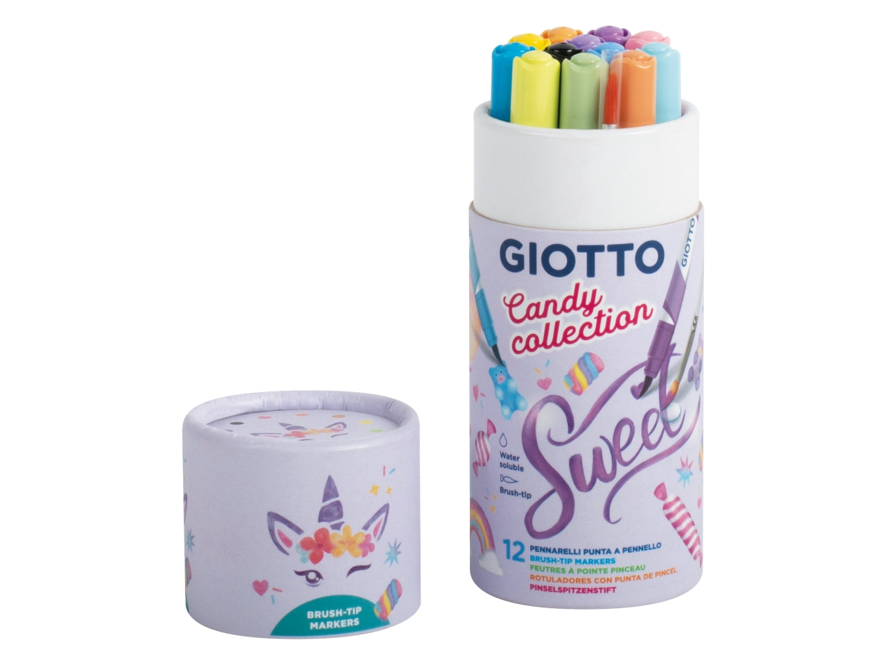 Giotto pennarelli soft brush Candy Collection confezione da 12 pennarelli a pennello e 1 pennello