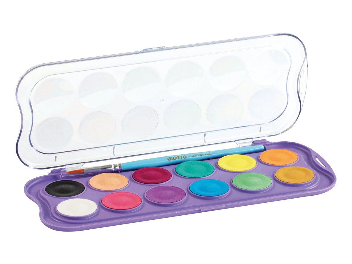 Giotto acquerello Candy Collection confezione da 12 pastiglie e 1 pennello