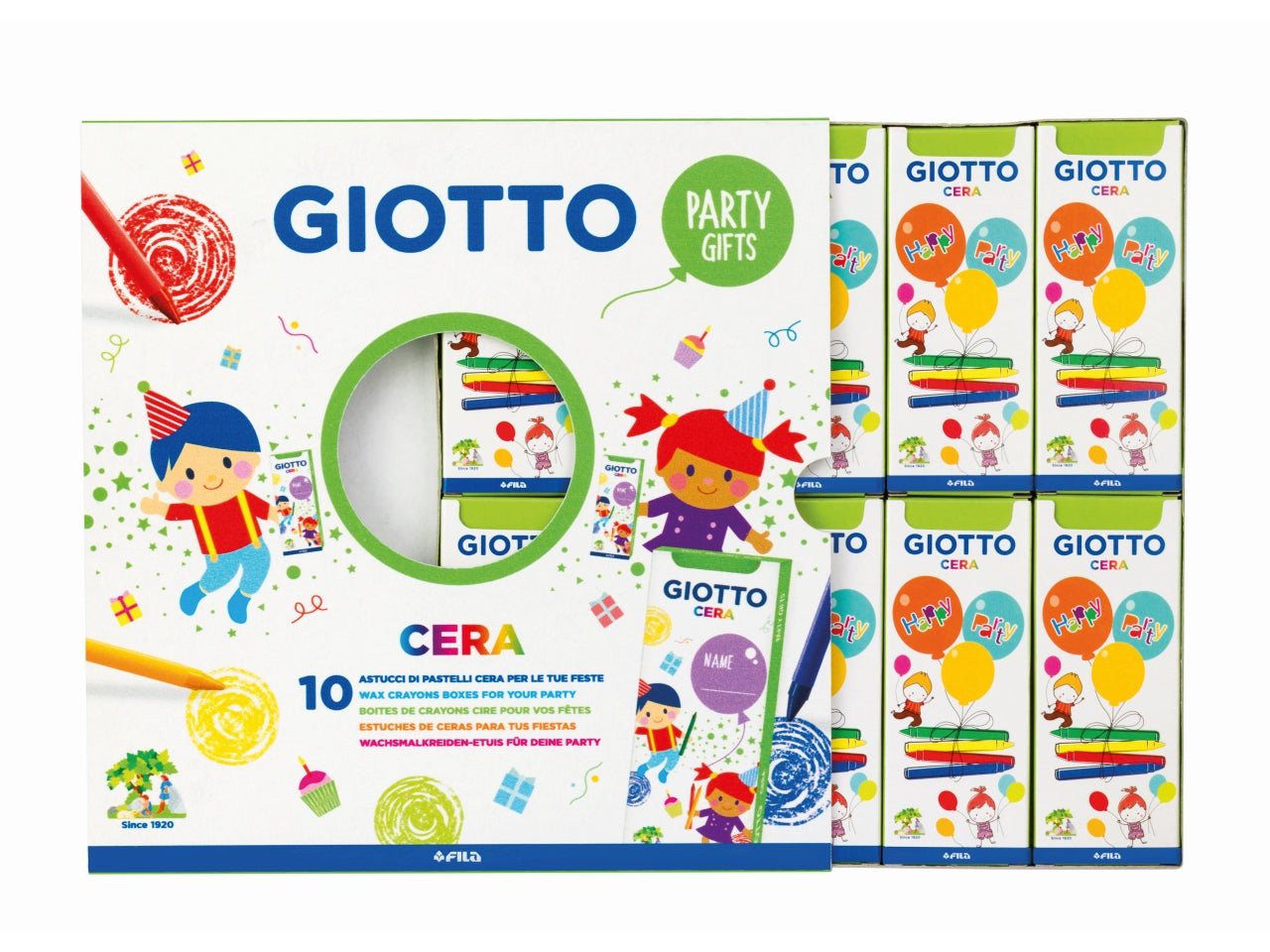 Giotto Party Gift, Set Pastelli a cera per feste di compleanno, 3 +