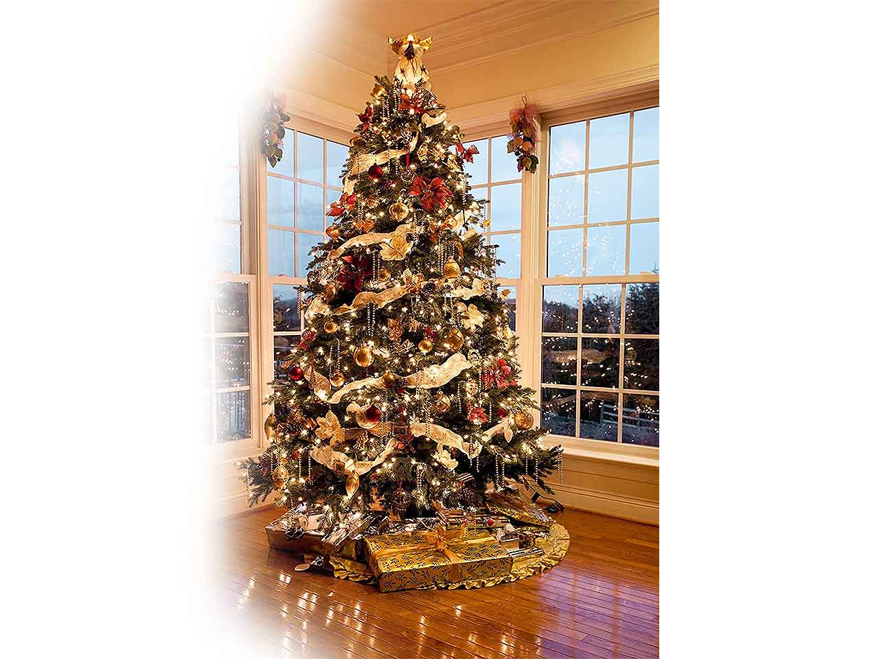 Albero di natale newtiffany 120cm d.78cm 326 rami montaggio a gangio pvc