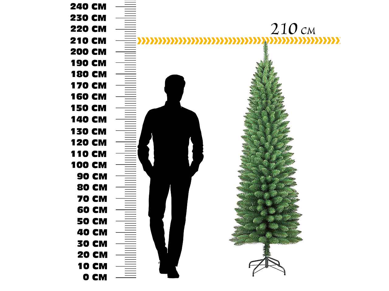 Albero silvestre 210cm 442rami diametro 60cm montaggio pencil