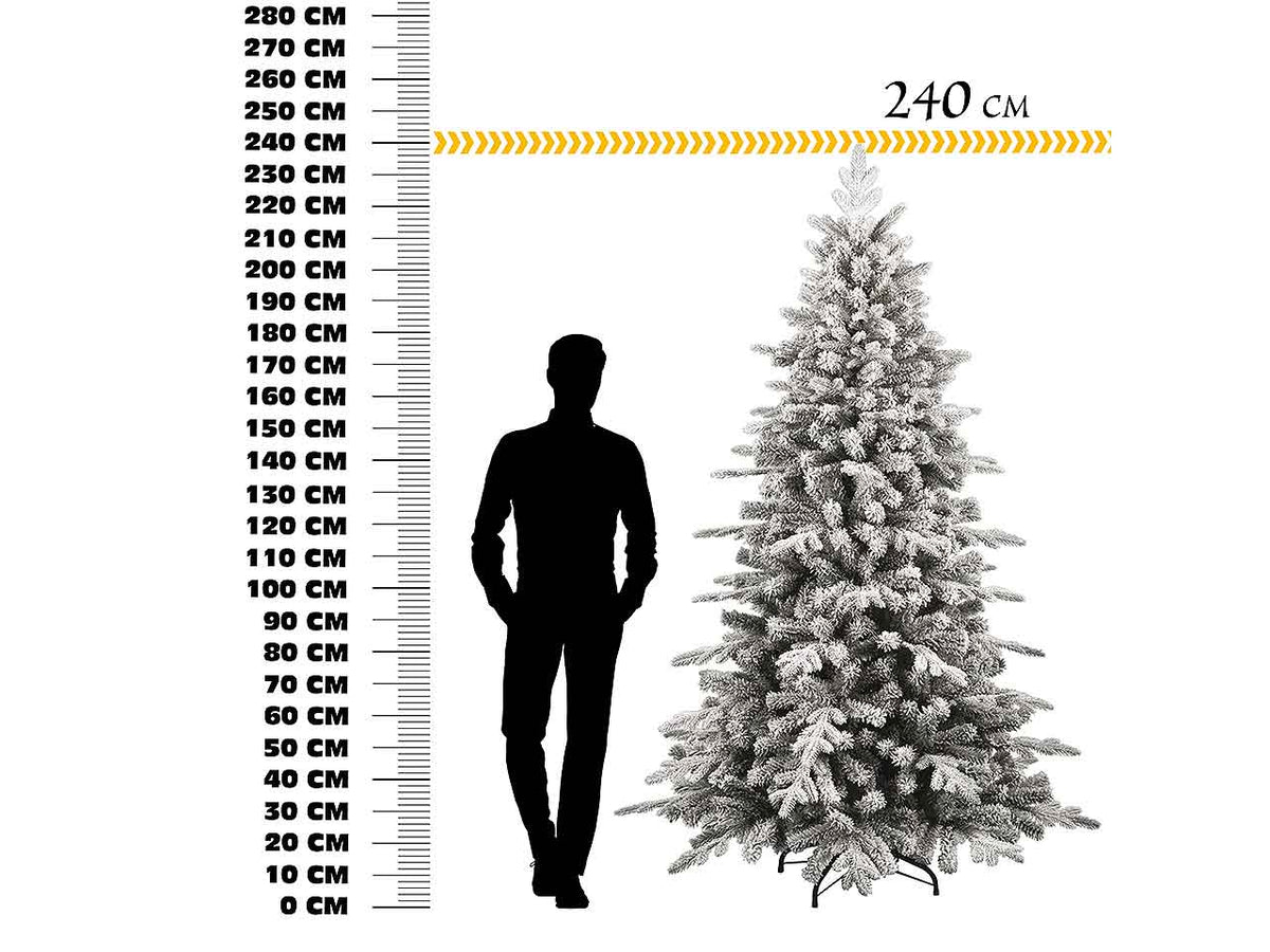 Albero di natale galaxy 240cm pe+pvc floccato con glitter d.121cm 1260 rami montaggio ad ombrello $
