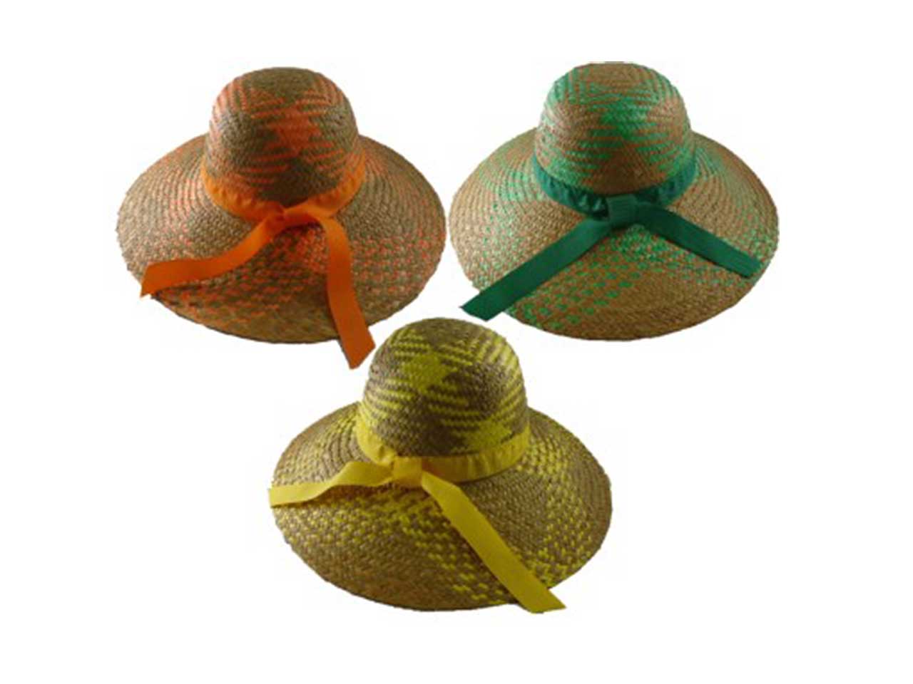 Cappello con falda da donna in paglia e nastro in gros grain, colori assortiti, taglia unica - Finardi