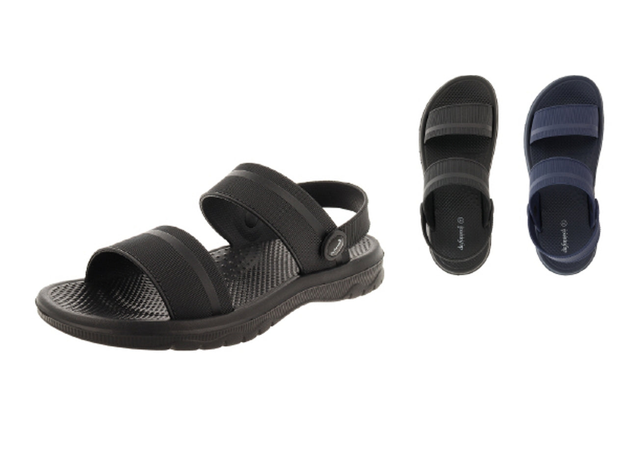 Ciabatta Lipari a fascia con chiusura cinturino nero e blu per uomo in pvc, taglie dalla 40 alla 45