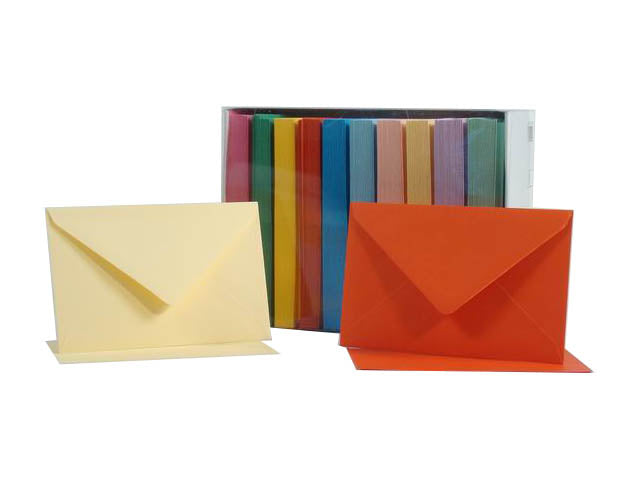 Biglietti e buste augurali in carta opaca colori tenui e forti 250 pezzi, formato 9, 9x14 cm - GS Cartotecnica