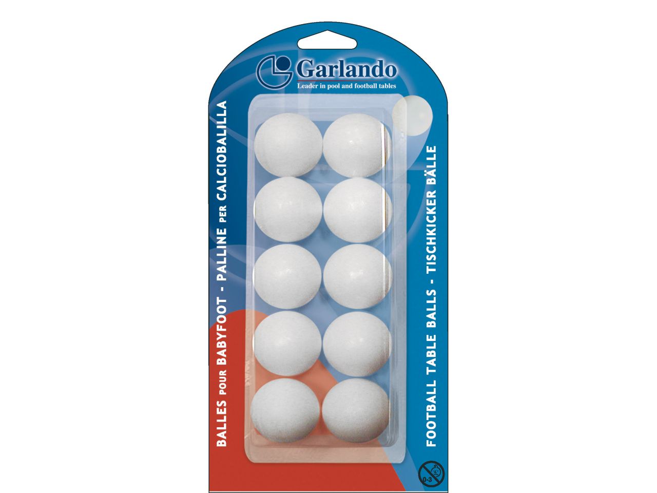 Blister con dieci palline bianche