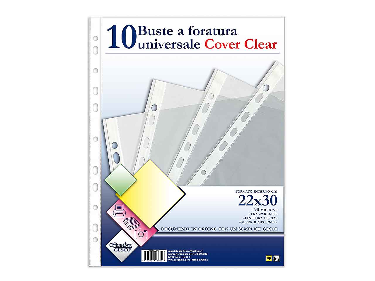 Buste forate A4 Be Smart 90micron lisce in confezione da 10 buste