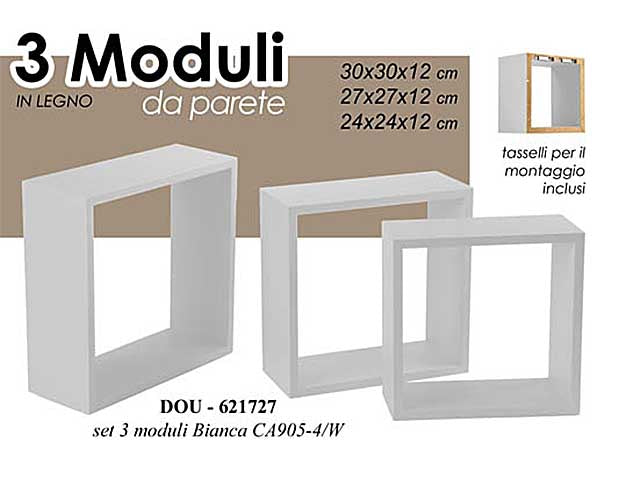L.bianca mensole 3 pezzi 30/27/24 621727