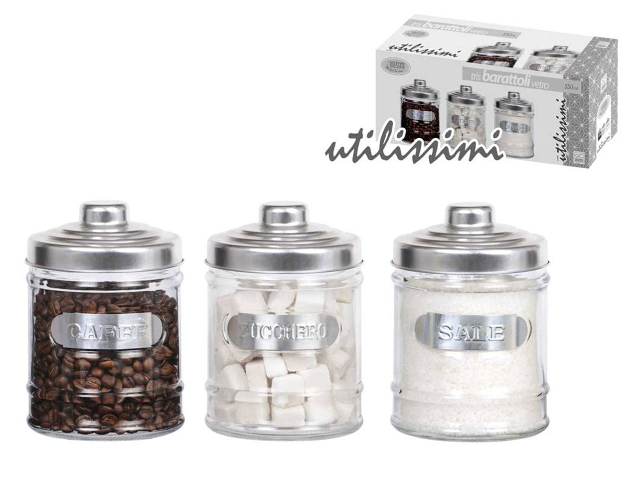 Barattolo vetro 550ml 3 pezzi 680915