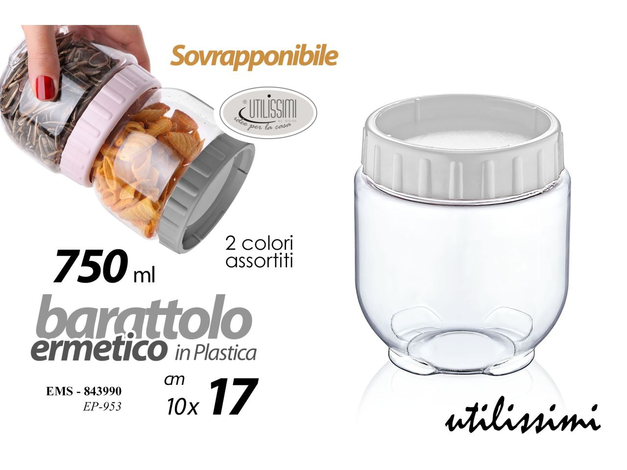 Barattolo di plastica da 750ml 10x11cm
