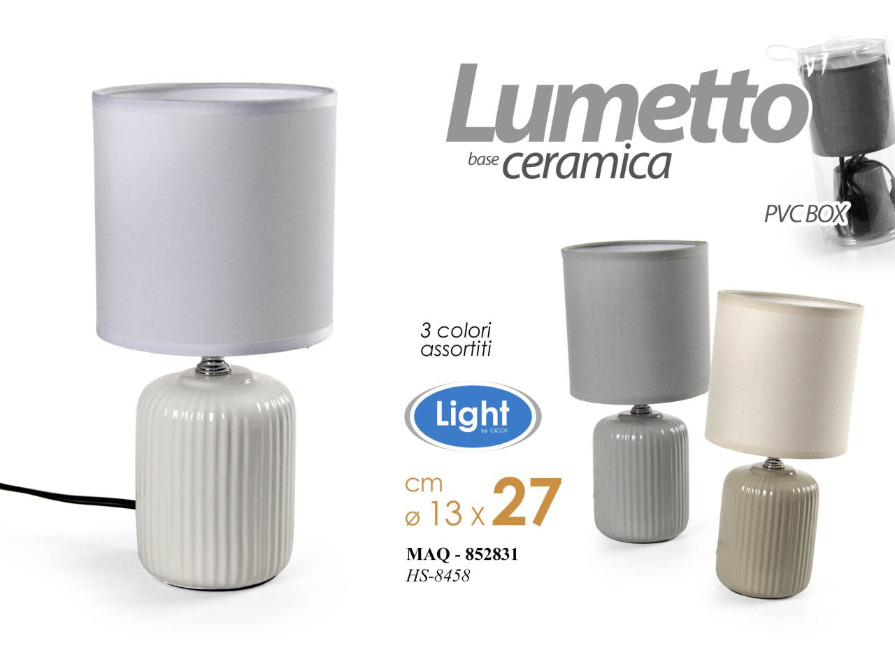 Lumetto da comodino in ceramica misura 26,5cm