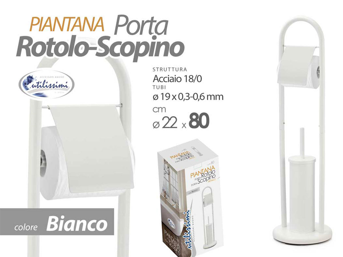 Porta scopino piu' carta igienica colore bianco misura 19mm - 22x80cm