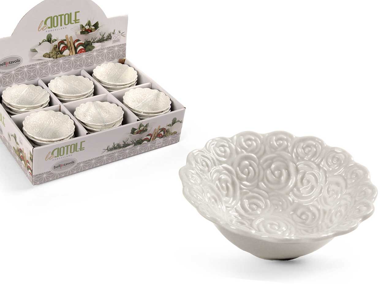 Ciotola bianca tonda in porcellana misura 9x9x3,3