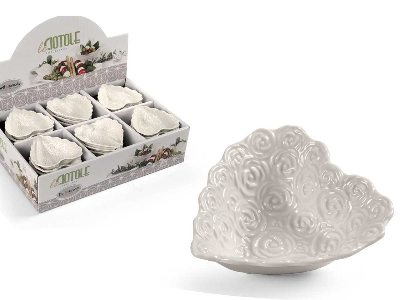 Ciotola con cuore colore bianco in porellana misura 7x7x2,8