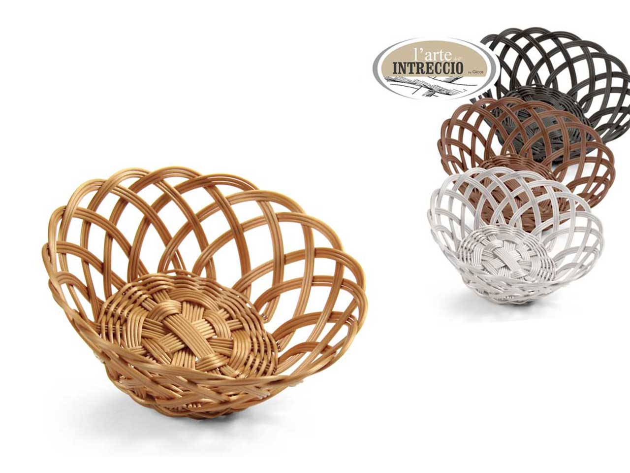 Cestino rotondo in plastica 4 colori assortiti stile country 19x9 cm - Gicos