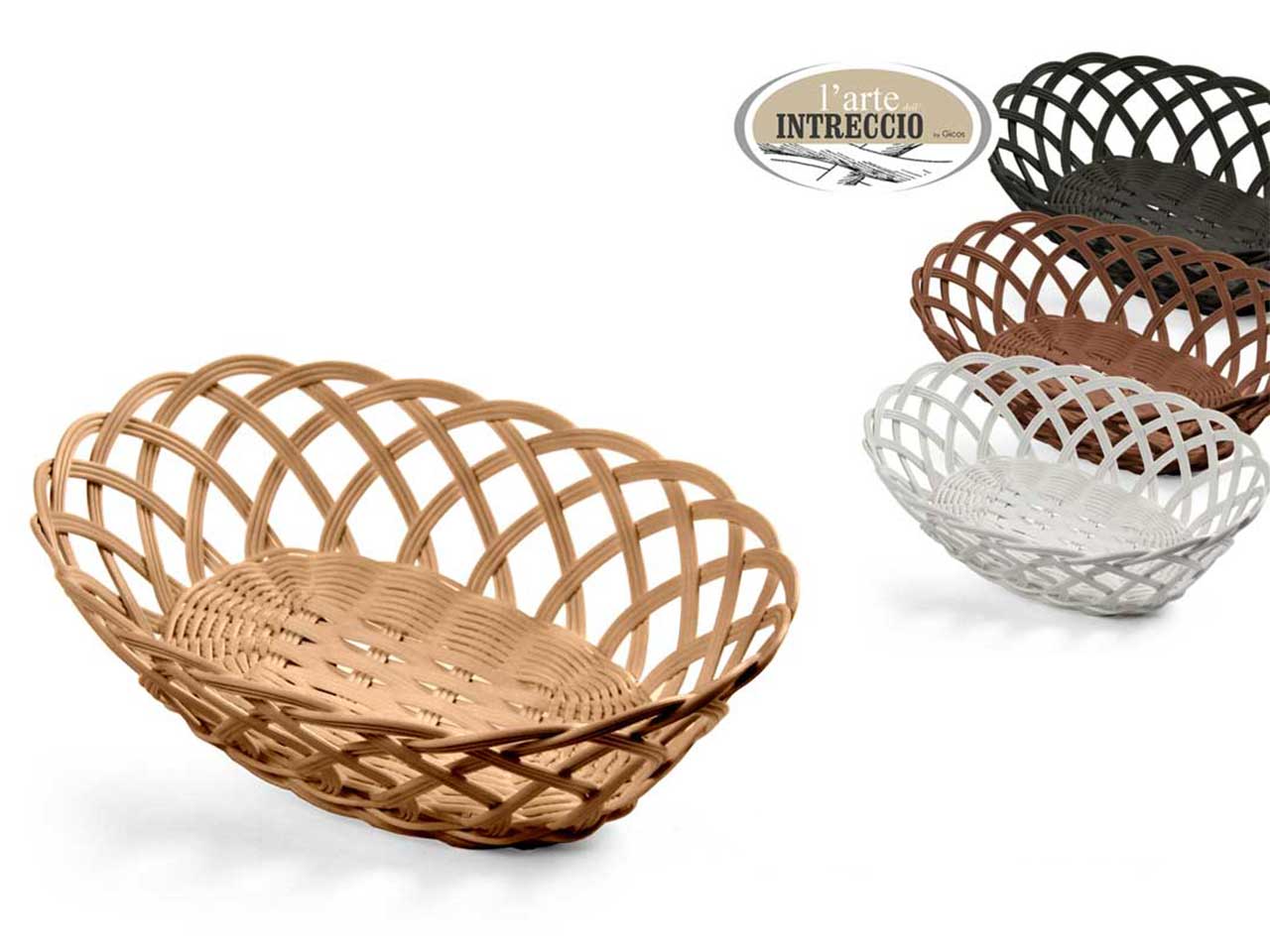 Cestino ovale in plastica 4 colori assortiti stile country 21x17x9 cm - Gicos