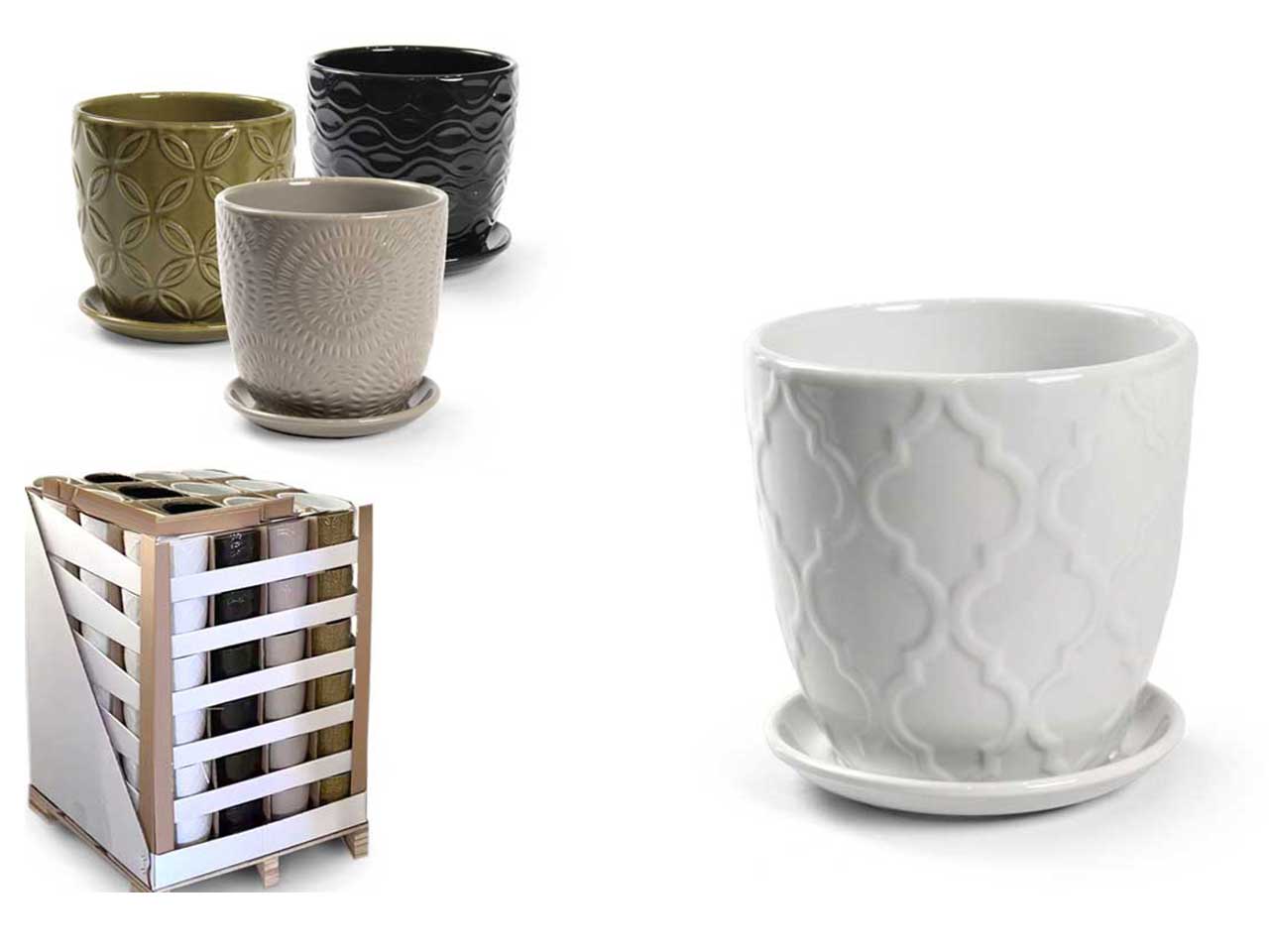 Vaso cachepot moderno in ceramica in colori e fantasie assortite, 15x15 cm - Gicos