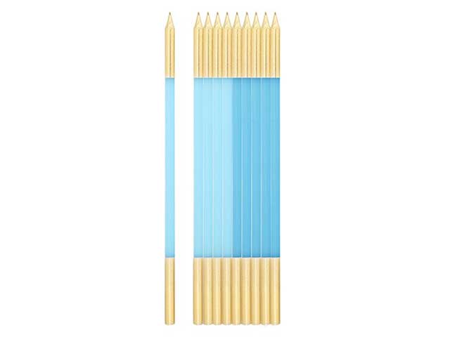 Candelina+sup.azz./oro 10 pezzi 15,5cm50592