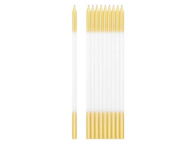 Candeline 15,5cm 10pz bianco e oro