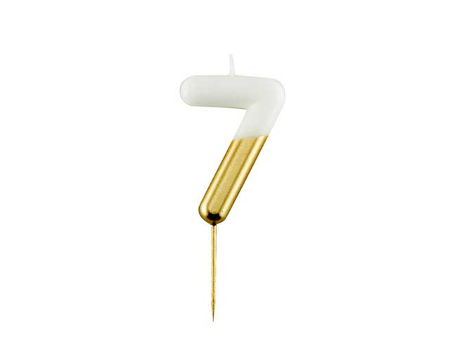 Candelina n.7 10,5cm bianco/oro 50647