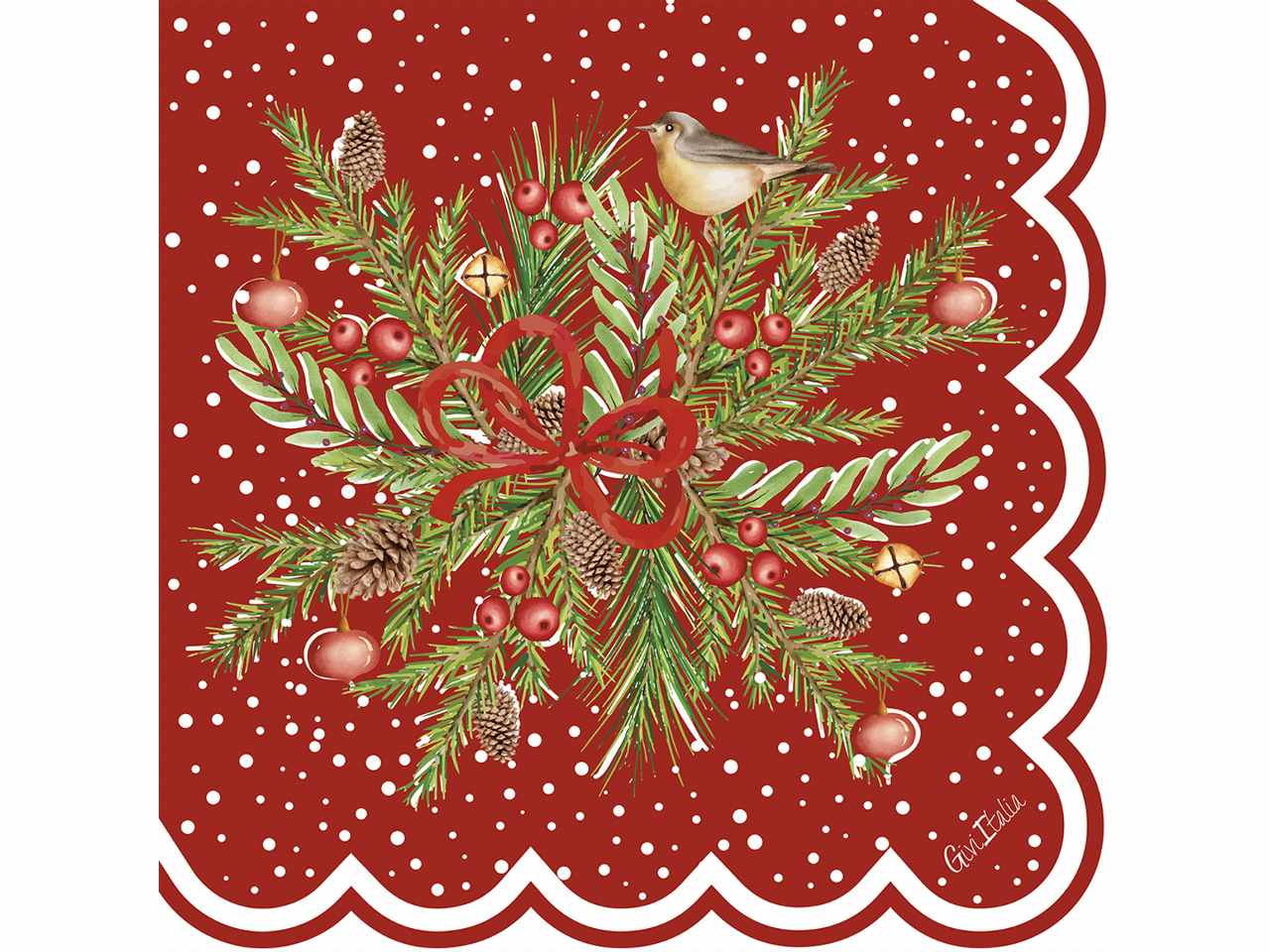 Tovaglioli christmas bird con smerlo cm33x33 16 pezzi$