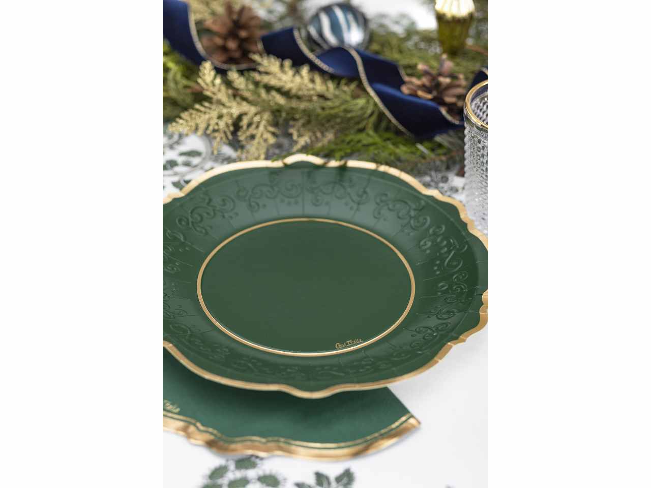 Tovaglioli liberty verde e oro cm33x33 16 pezzi$