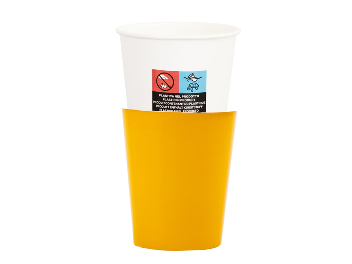 Bicchieri con cover giallo 250cc - la confezione contiene 8 bicchieri e 8 cover