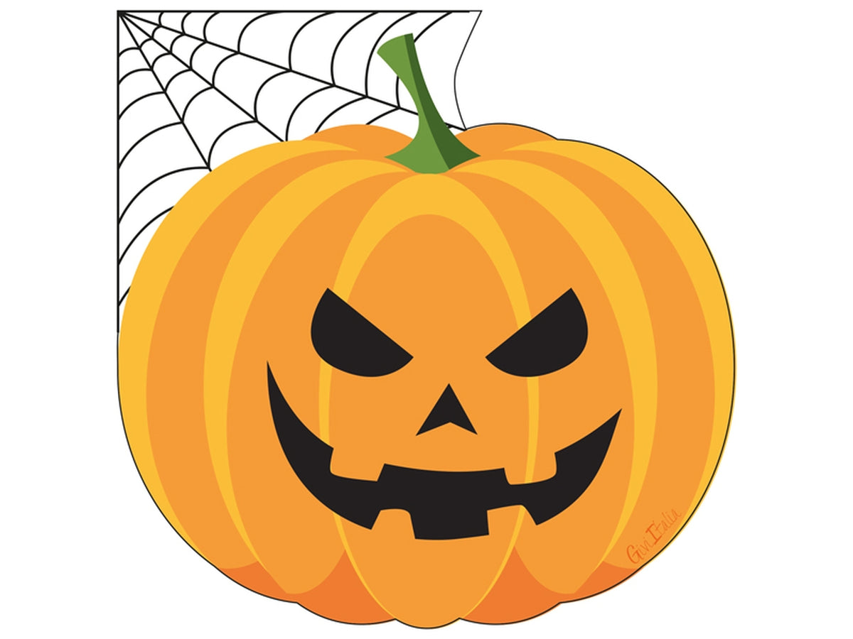Tovaglioli di carta halloween con zucca e ragnatela, nero e arancio 33x33 cm, confezione da 16 pezzi - Givi Italia