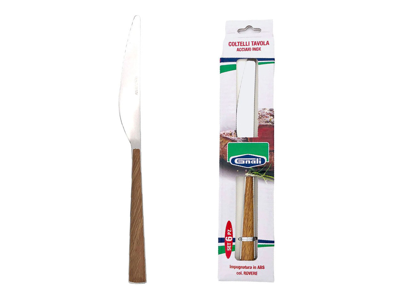 Coltello tavola dafne colore rovere set da 6 coltelli