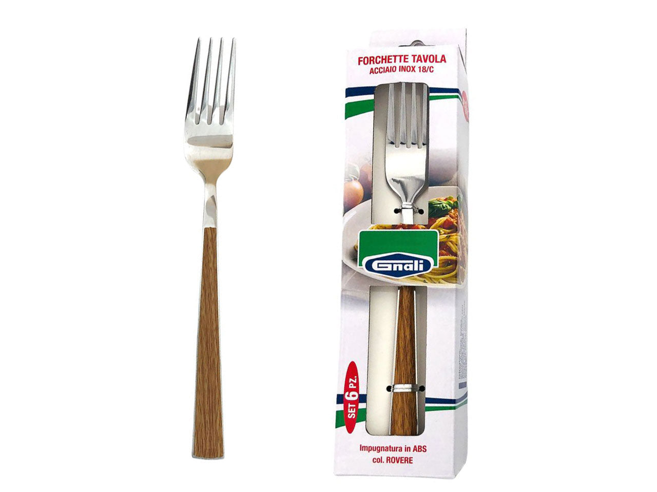 Forchetta tavola manico rovere set da 6 forchette