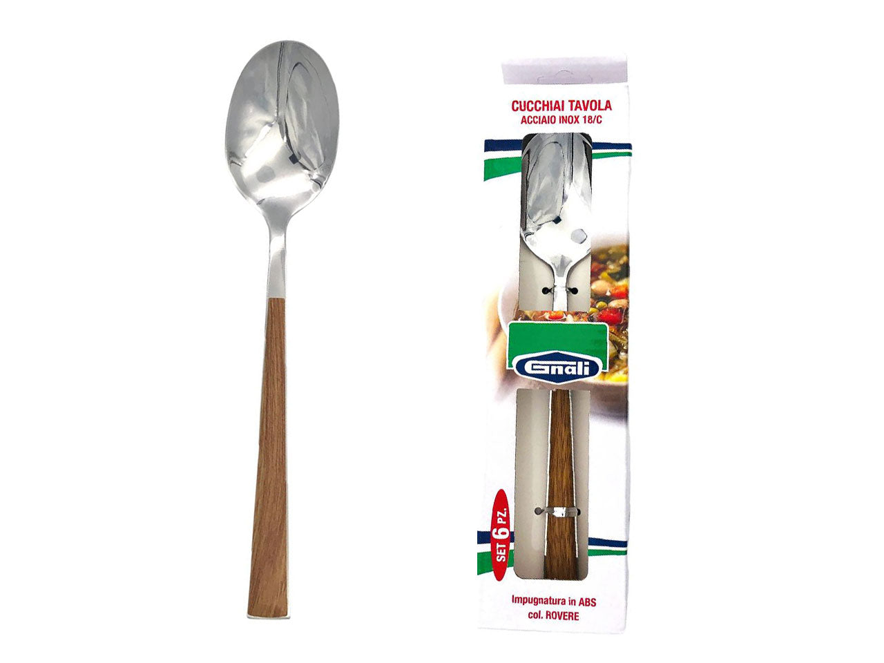 Cucchiaio tavola manico rovere set da 6 cucchiai